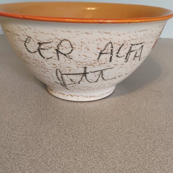 Ceramiche Alfa Round Serving Bowl Rooster and Graffiti Design Kitschy - Picture 2 of 5